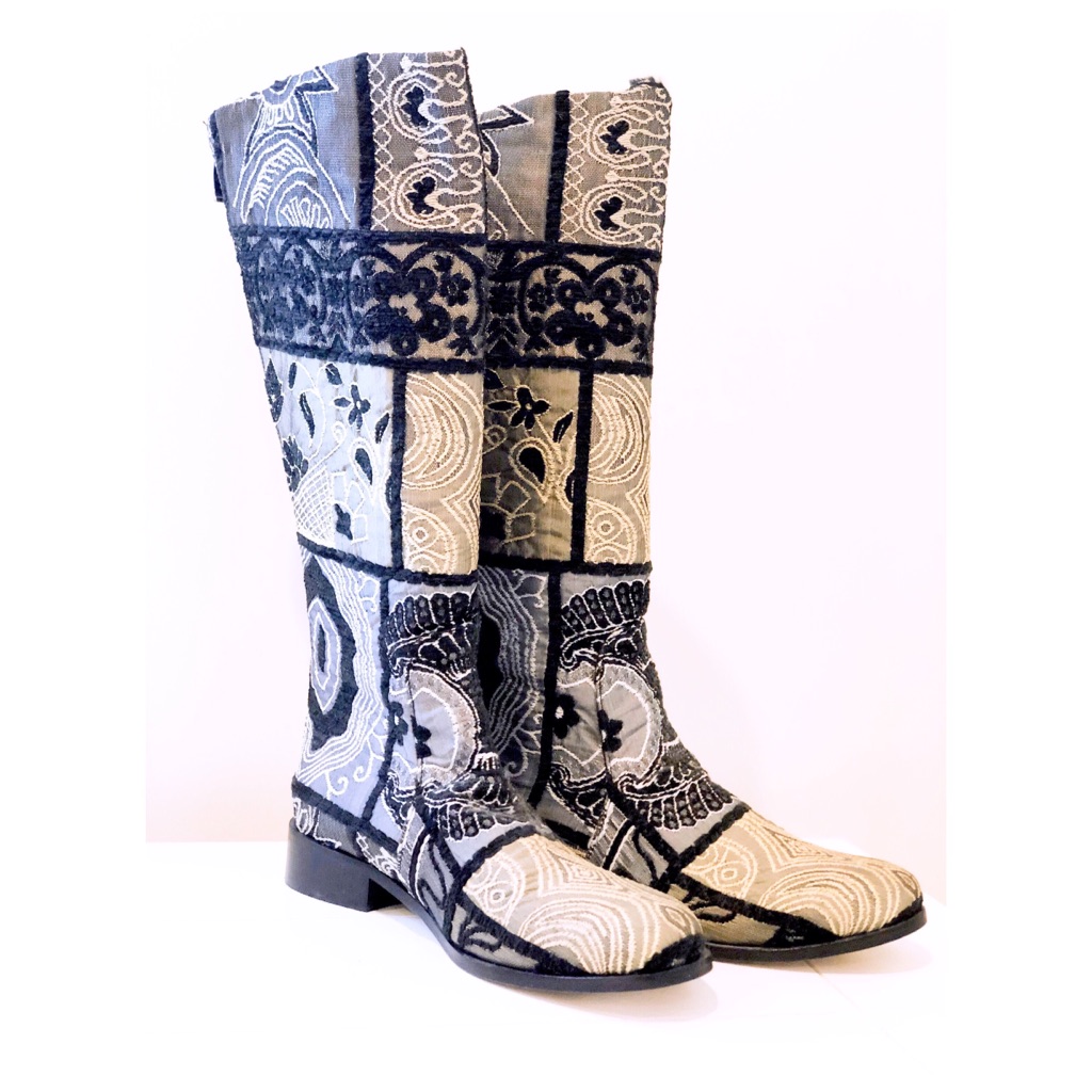 Boho Patchwork Heeled Boots
